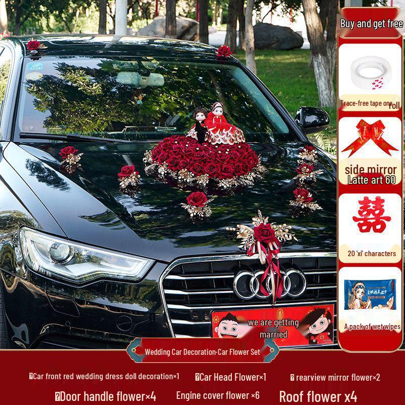 Wedding Car Decoration Set: Creative Floral Arrangement for Head Car