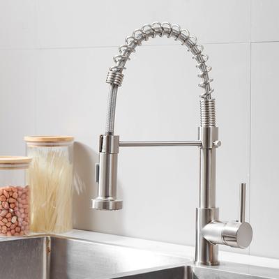 Matte Pull Down Kitchen Faucet Chrome Dual Modes Nozzle Hot Cold Water Mixer Crane Tap Brass Spring Kitchen Sink Faucets