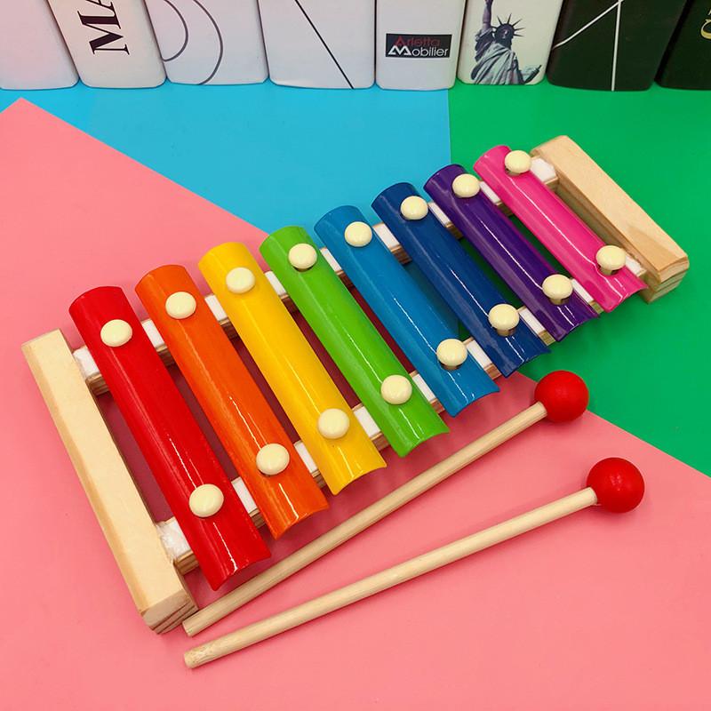 Colorful Wooden Eight Tone Xylophone For Kids With Interactive Bead-spinning Bug Design