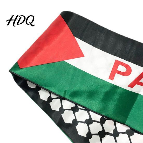 Dlouhý šátek s potiskem vlajky Palestiny, s třásněmi, saténový, barevně sladěný, unisex pro muže i ženy, patriotismus, hladký, vlastní, na oslavu národního dne, přehlídku, zábal na krk