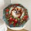 1pc Christmas Wreath with Papillon Dog Umbrella with Plastic Handle,Suitable for All Seasons Home Travel Outdoor UmbrellaDD245