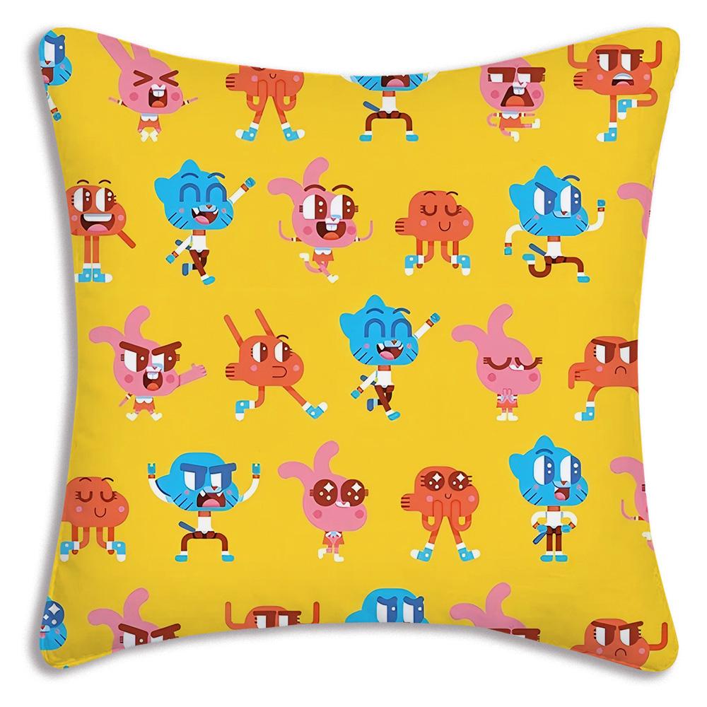 Animation Amazing World Gumball Pillow Covers Cartoon Sofa Decorative Home Double-Sided Printing Short Plush Cute Cushion Cover