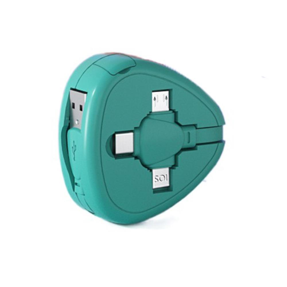 מיקרו USB/סוג C/IOS 3 ב-1 כבל נתונים נשלף כבל טעינה טלסקופי העברת נתונים