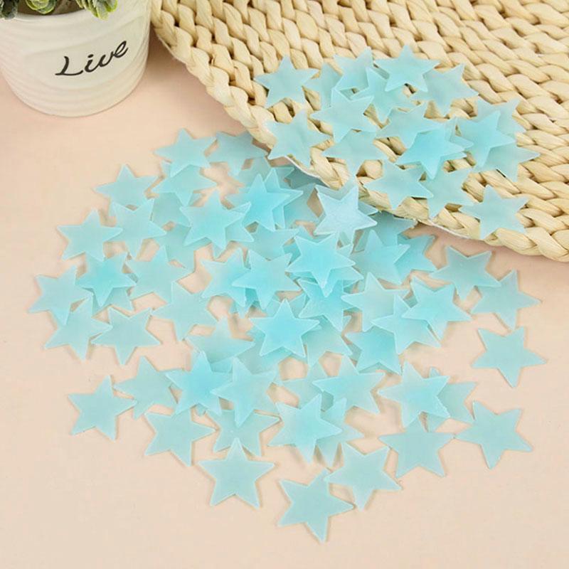 100 Stück leuchtende 3D-Sterne, die im Dunkeln leuchten, Wandaufkleber für Kinder, Babyzimmer, Schlafzimmer, Decke, Heimdekoration, fluoreszierende Sternaufkleber