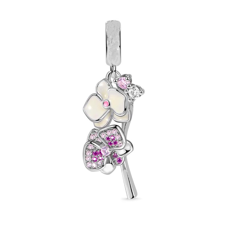 Doe-het-zelf Dames Sieraden Cadeaus Roze Paarse Serie Charms Glinsterende Oneindigheid Harten & Sterren Lavendel Bloemen Kralen Passend op Originele Armband