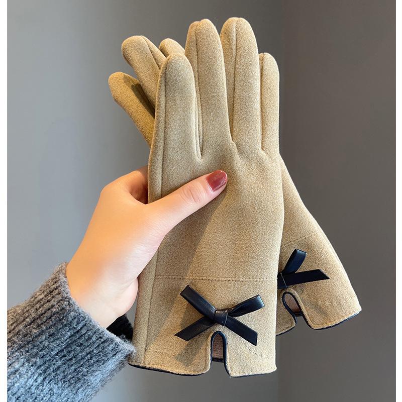 Winter Women Can Touch Screen Add Velvet Thick Cold and Warm Gentle and All-matching High-end Gloves