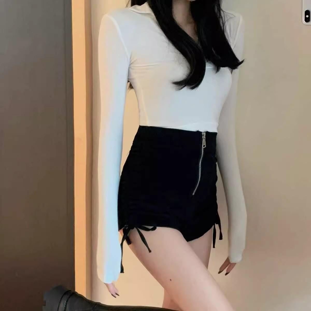 

2024 Spring & Autumn High-Waist Slimming Pleated Drawstring Shorts - Versatile Casual Fit S [Recommended 81-90 lbs]