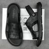 2024 Summer Men's Genuine Leather Two-Way Casual Beach Sandals Soft Cowhide
