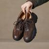 Krazing Pot Suede Round Toe Thick Nottom Lace Up Summer Autumn Leisure Shoes Big Size 42 Women Sneaker