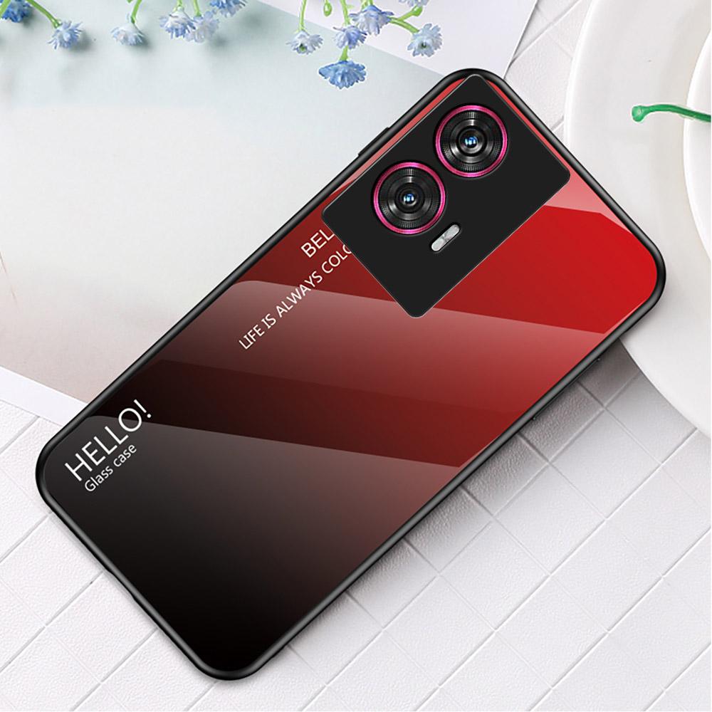 

For Motorola Edge 50 Fusion 5G Case Anti-Scratch Tempered Glass+PC+TPU Phone Cover Black