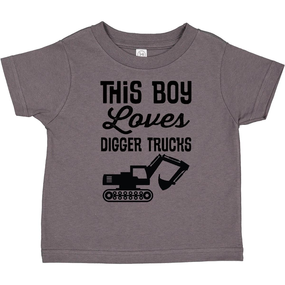 Inktastic This Boy Loves Digger Trucks Construction Toddler kids boys T-Shirt Truck Shovel 160