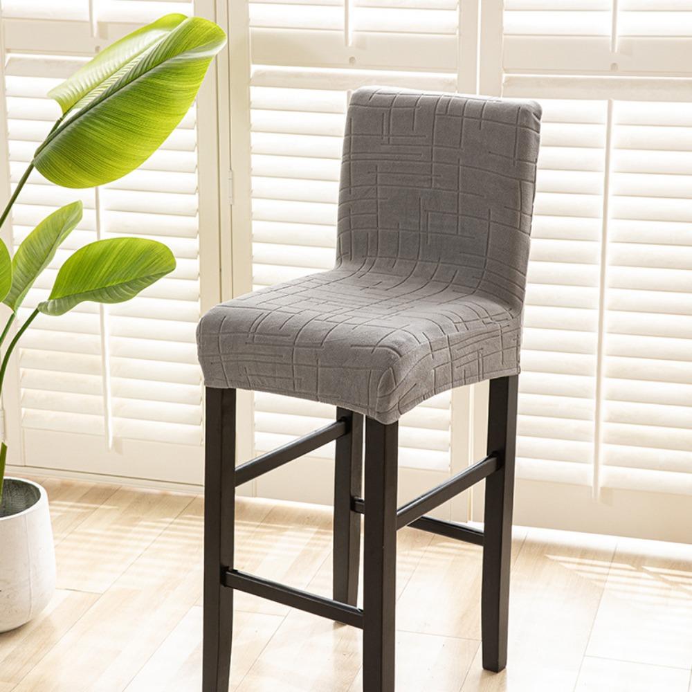 Removable Jacquard Chair Covers Elastic Bar Stool Covers Short Back Chair Covers  Dining Room серый