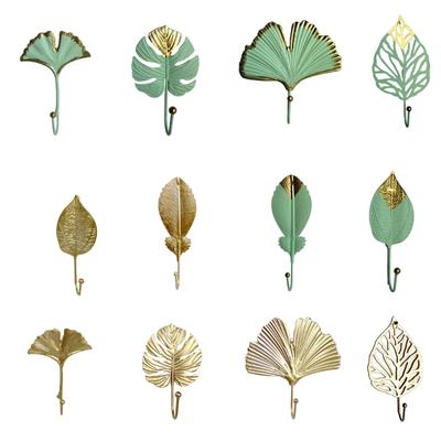 Wrought Iron Leaf Wall Hook Multifunction Storage Hook Accessory Household for Bathroom Bath Ball Towel Organizer