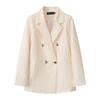 Blazer a Pied de Poule Blu e Bianco Stile Britannico da Donna con Bavero Elegante Cappotto Completo Nuova Collezione Outerwear per Performance