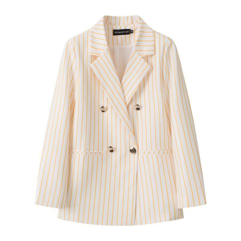 Blazer a Pied de Poule Blu e Bianco Stile Britannico da Donna con Bavero Elegante Cappotto Completo Nuova Collezione Outerwear per Performance