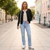 Women's Polka Dot Long Sleeve Knit Cardigan with Round Neck and Single-Breasted Buttons