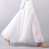 Women's Skirt Linen Cotton Blend Elastic Waist Long Pleated Maxi, Vintage Summer Casual Skirt