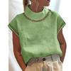 Women's Color Hollow Top Casual High Collar Linen Lace Breathable Shirt