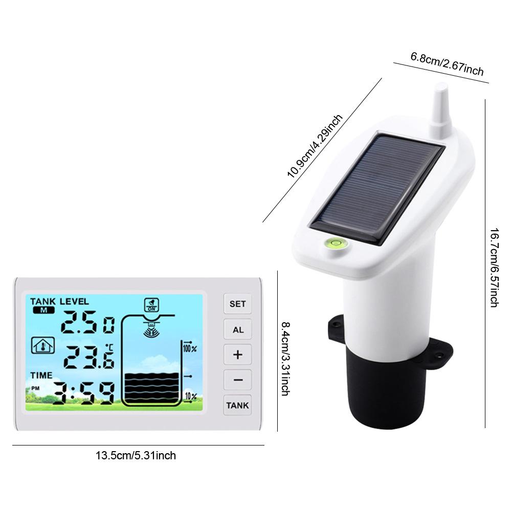 Ultrasonic Water Tank Liquid Depth Level Meter Temperature Sensor Time Display W/ Alarm Ultrasonic Tank Liquid Depth Level Meter