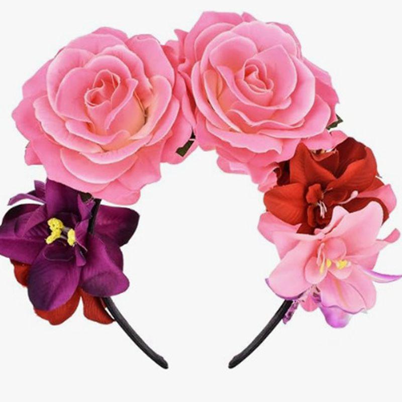 

Праздничный ободок для волос с цветком радужной розы - Идеально подходит для Хэллоуина, Рождества и отпусков