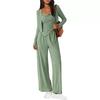 Women S Casual Lazy Design Three Piece Set Coat Strap Pants
