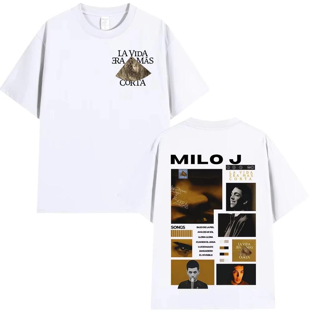 Rapper Milo J La Vida Era Mas Corta Album TShirt Unisex Hip Hop Cotton Short Sleeve TShirt Streetwear Women And Men Tshirts