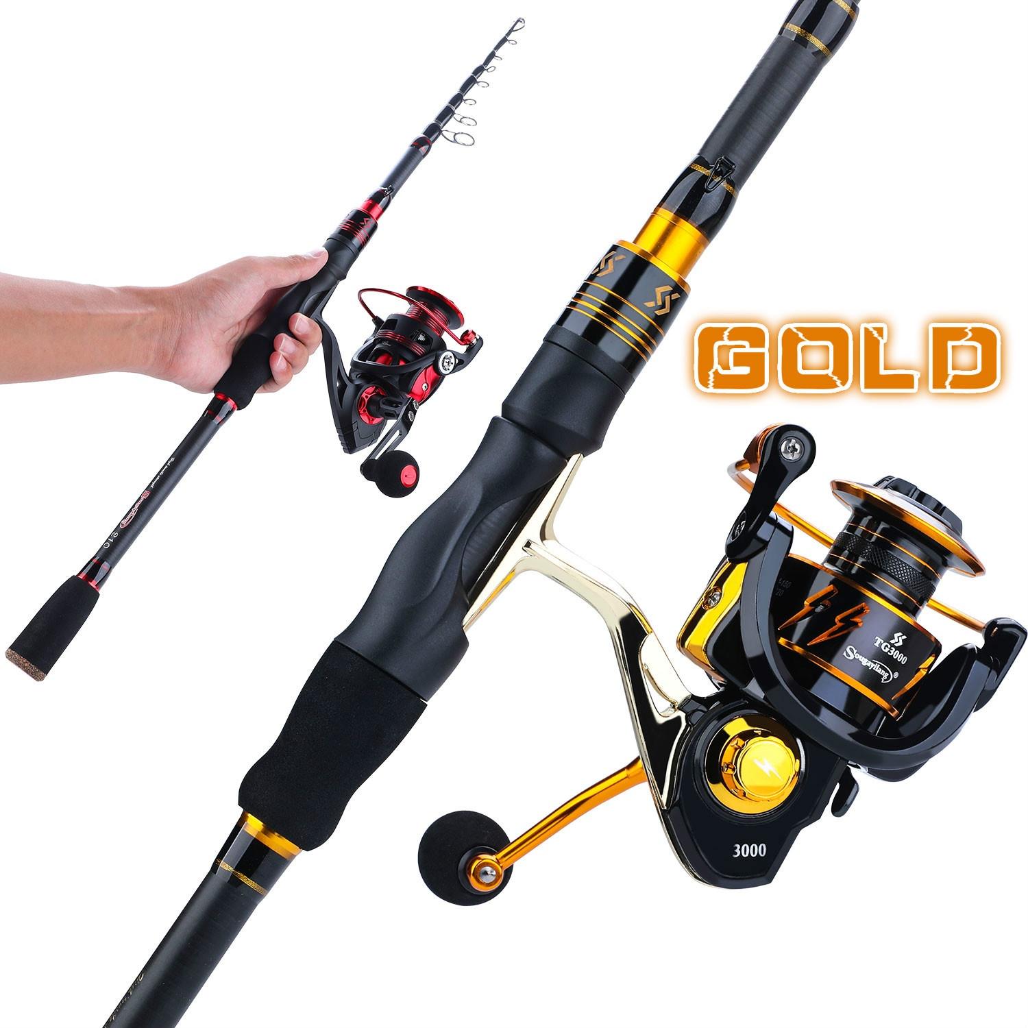 

Набор катушек для удочки 1,8 м 2,1 м, портативная телескопическая удочка, спиннинговые катушки для пресной воды и соленой воды 1.8M Rod&Reel 1000 золотой