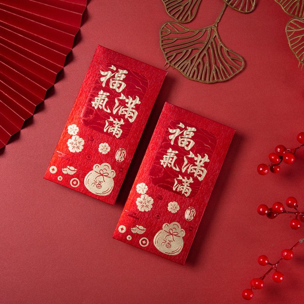 6pcs Hot Stamping Horse Year Red Envelope Chinese Style Traditional Red Pocket Blessing Lucky Money Bag Spring Festival