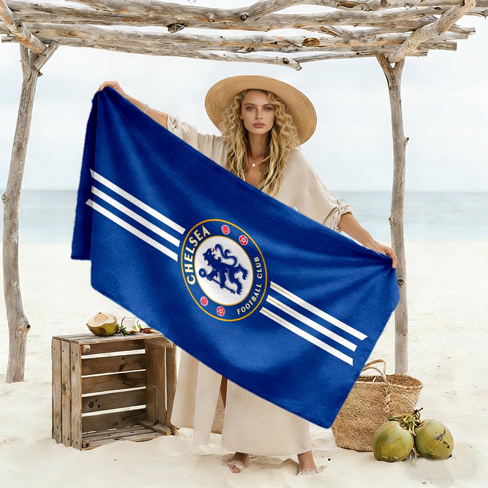 Asciugamano da Spiaggia Blu Chelsea Football Club Super Morbido Microfibra Tessuto Quickdry Confortevole Leggero Adatto per Nuoto, Palestra, Campeggio