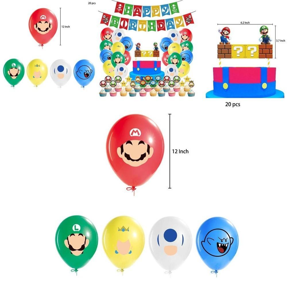 Super Mario Kindergeburtstag Party Deko Anzug Enthält Bunte Luftballons Und Fröhliche Fahne Für Feier