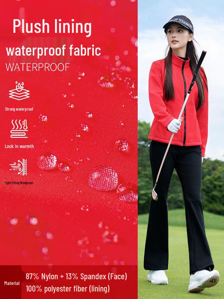 PGM Women's Golf Apparel: Autumn/Winter Long Sleeve Plus Velvet Waterproof Sports Jacket