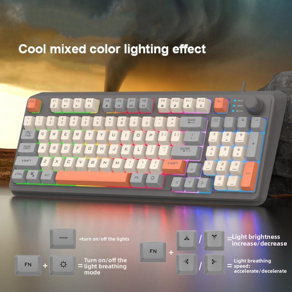 Adjustable Volume Wired RGB Light Keyboard K82 Wired Keyboard  Computer Peripherals