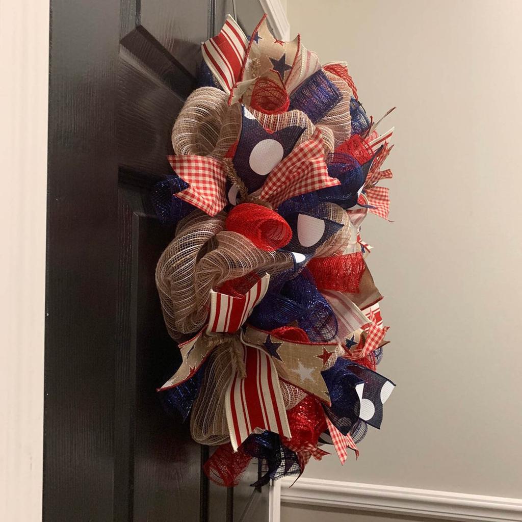 Independence Day Wreath Porch Decoration Front Door Outdoor Hanging Wreath Decor