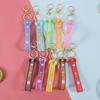 Silicone Glitter Bow Keychain with Leather Strap - Cartoon Style Gift Accessory