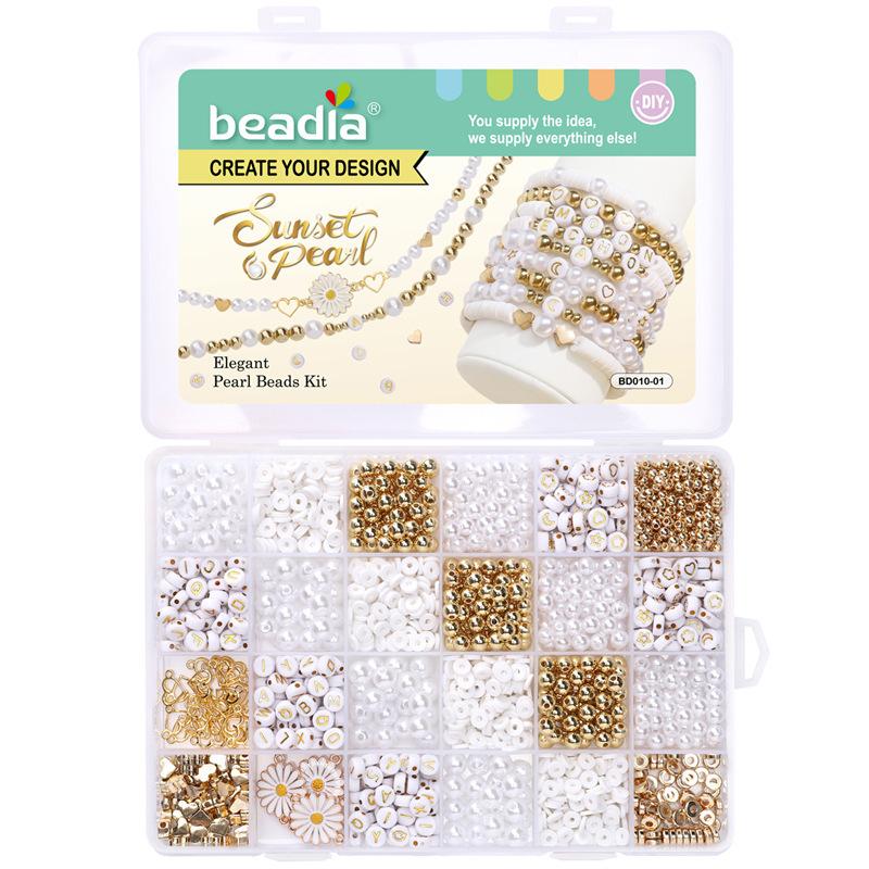 24 Grid Pearl Soft Pottery Letter Bead Accessories Set Box Handmade Diy Bracelet Necklace Creative Beads