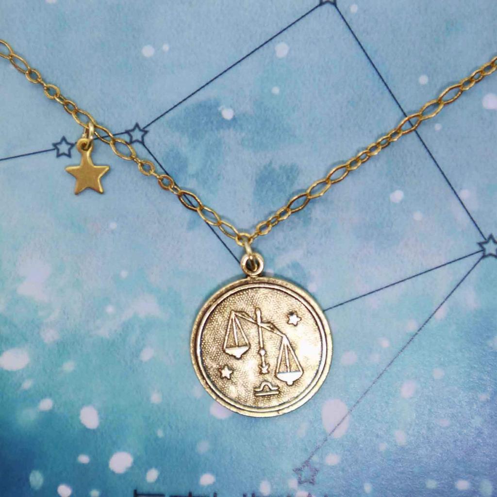 Amano Studio Zodiac Medallion - Libra (Aquarius) Necklace Jewelry - Gift