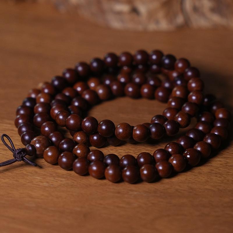 Thunderstruck Jujube Wood 108 Bead Buddhist Pendant Rosary - Unisex Handmade Jewelry Accessory