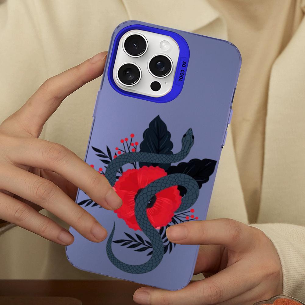 Snake Flower Snake Painting Phone Case For IPhone 16 15 14 13 12 11 Pro Max X XR XSMAX 8 7 Plus Matte Shockproof Back Cover