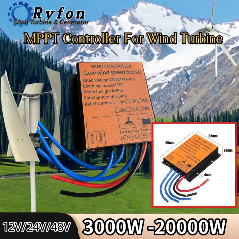 3000W 5000W 8000W MPPT Wind Turbine  Controller Wind Power Generating Controller With Overcharging Protection IP67 Waterproof 10A