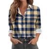 Women's Casual Fashion Plaid Print Half-Open Collar Long Sleeve Shirt