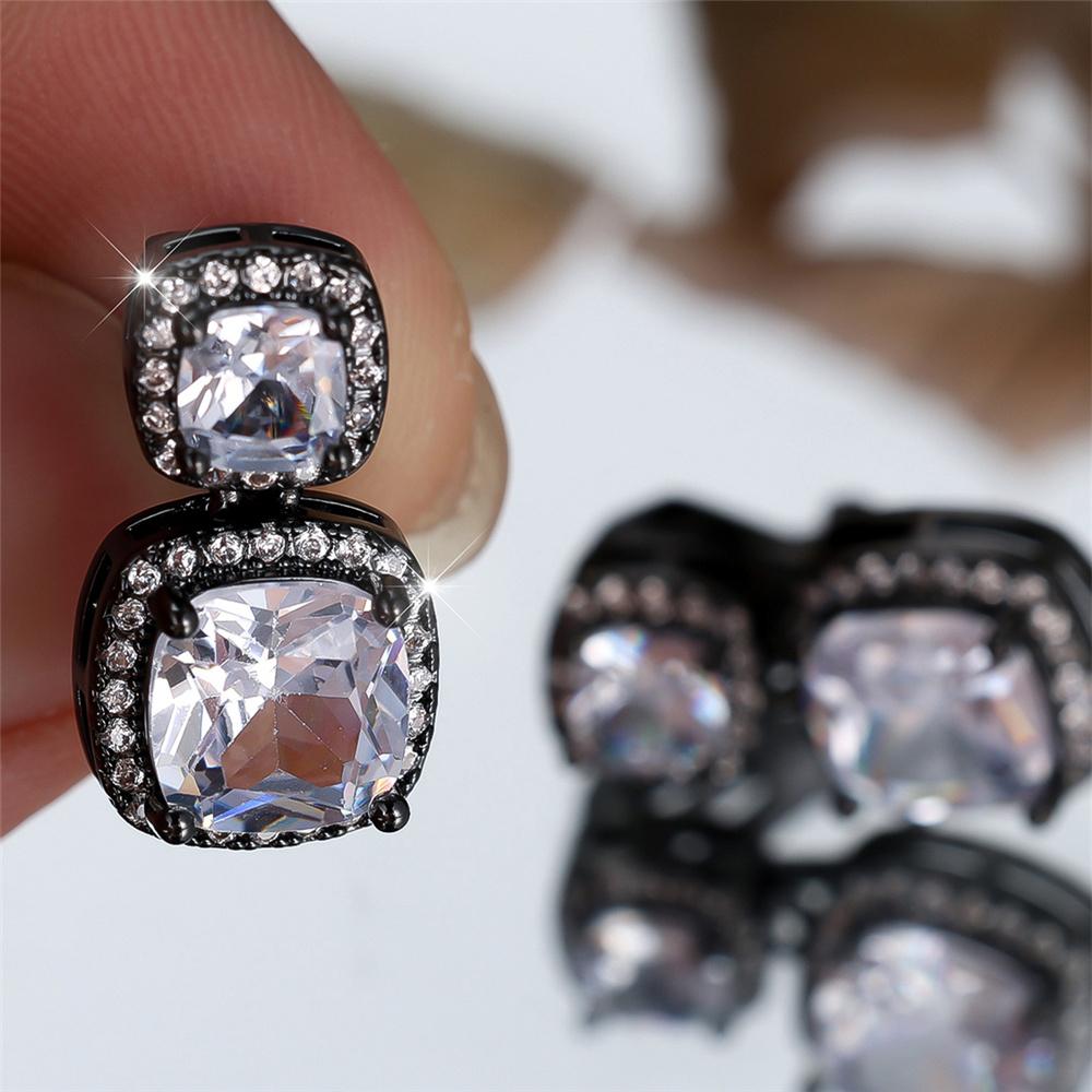 Роскошные Большие Белые Циркониевые Клипсы Серьги Для Женщин Роскошные Хрустальные Женские Серебристого Цвета Круглые Свадебные