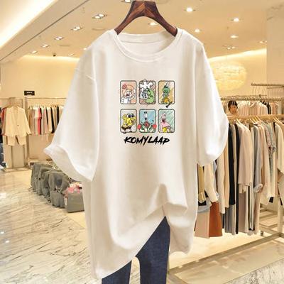 Cartoon Printed Cotton Short-sleeved T-shirt Women's Top White Spring and Summer New Fashion Loose Bottoming Shirt
