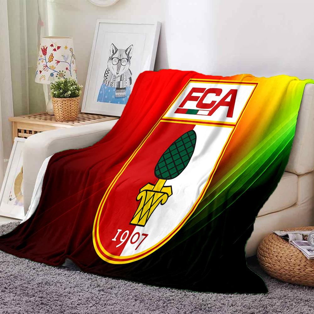 Augs-burg Football Crest Flannel Blanket, Soft Polyester, Modern Design, All-Season for Camping, Travel, Gifts for holidays or birthdays