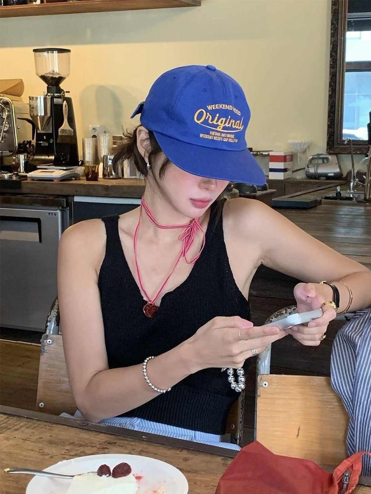 My Extreme Outdoor Activities Women's Navy Blue Baseball Cap Spring And Autumn Soft Top Embroidery Men And All-Matching Street Tide Brand Peak Cm