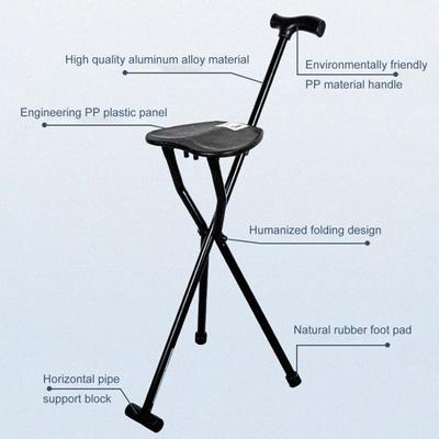 Yousheng 300 Lbs Krückenhocker mit Sitz Leichter faltbarer Gehstockstuhl Tragbarer Gehstock für Senioren, ältere Menschen, Camping, Wandern