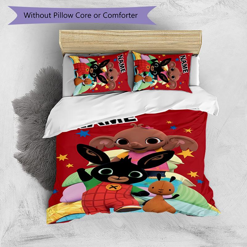 3pcs Bing Bunny1 Cover Set - Personalized Name, HD Printed Bedding with 1 Cover and 2 Pillowcases - Perfect for Home Decor, Easy Care