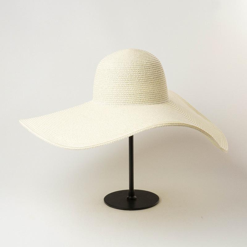 European, American spring and summer new simple bare dome big eaves papyrus straw hat outdoor shading sun protection travel beach straw hat