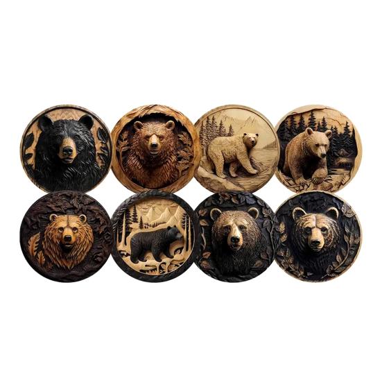 8PCS Coasters, Colorful Wood with Non-Slip Coasters, Heat Insulation Waterproof Drink Holder, for Home Office Dining Table