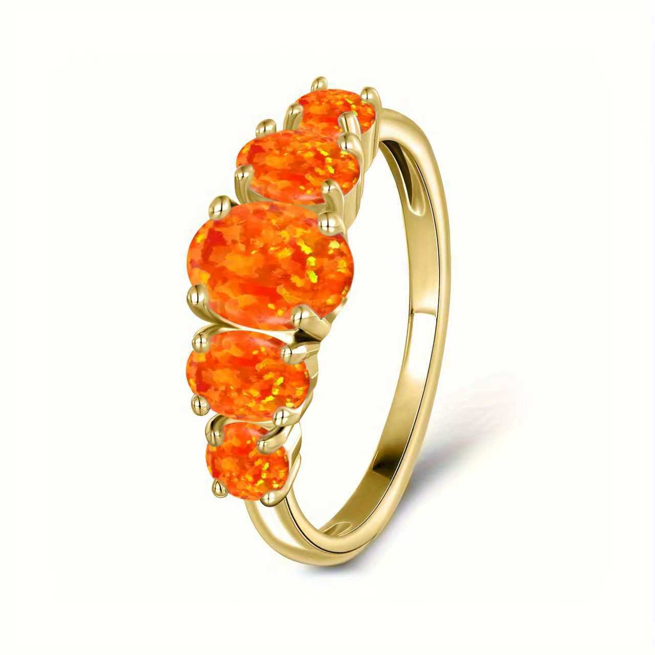 Popular European and American fashion opal ring women s egg opal Opal exquisite ring no. 5