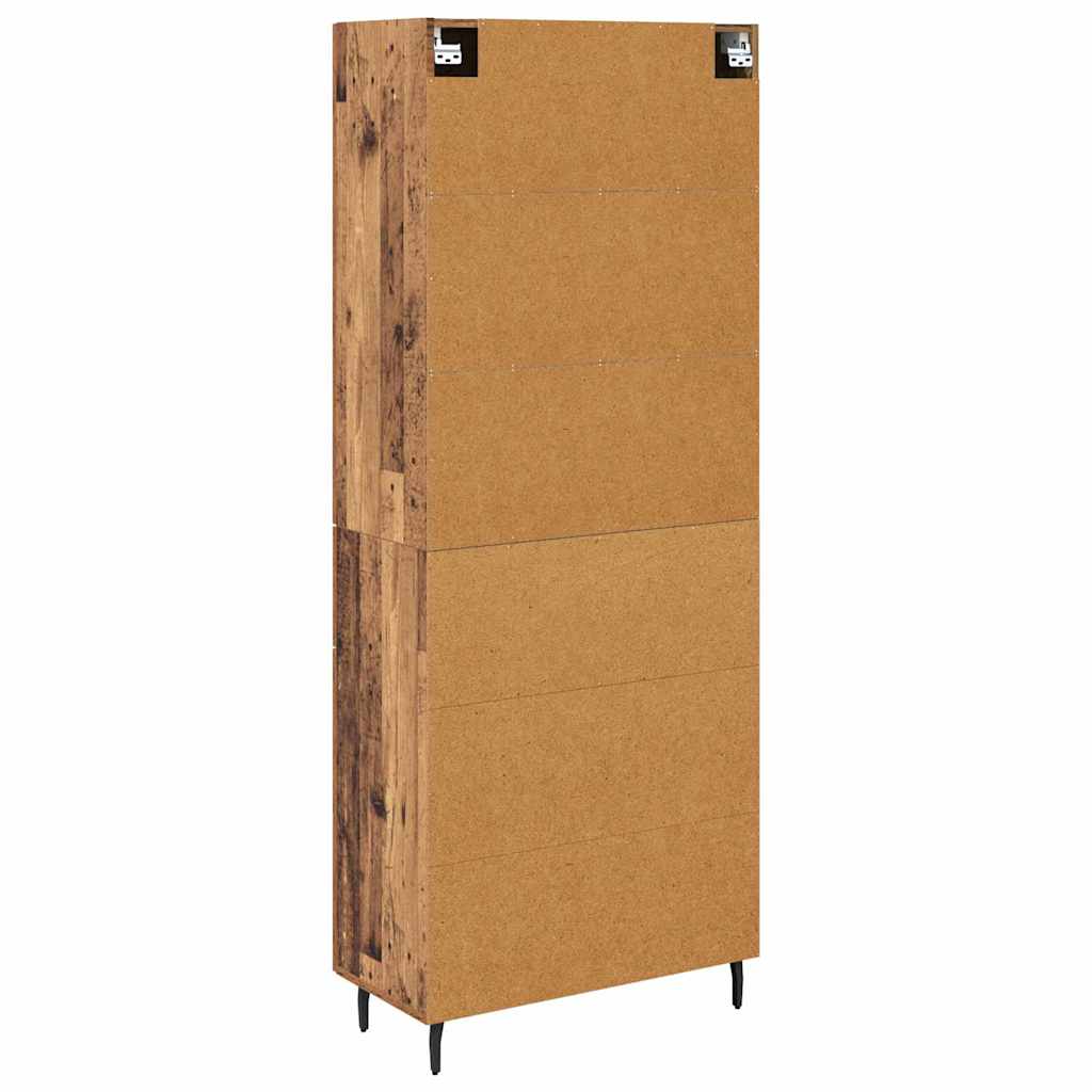Highboard with Drawers 2 pcs Reclaimed Wood Look Engineered Wood and Glass